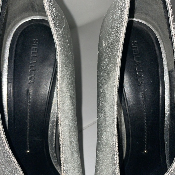 Rare silver leather Stella Luna v cut booties heels 38 - Picture 6 of 13
